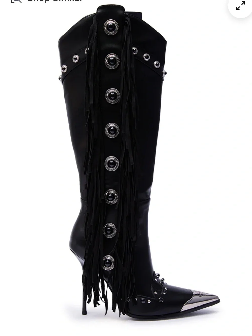 BLACK WESTERN POINTED TOE STILETTO BOOT 6